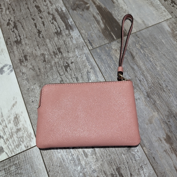 Coach Crossgrain Corner Zip Leather Wristlet Wallet Dusty Rose/Taffy - Picture 3 of 5